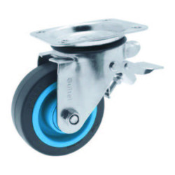 Roulette Gemroll platine pivotante à blocage Resilex gris 100mm 200kg