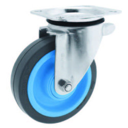 Roulette Gemroll platine pivotante Resilex gris 100mm 200kg