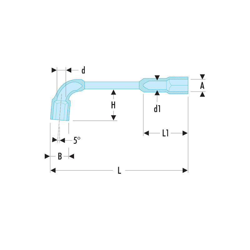 Cle à pipe 6x6 pans serie 75 debouchee forgee 19 mm - profil OGV - FACOM 7519
