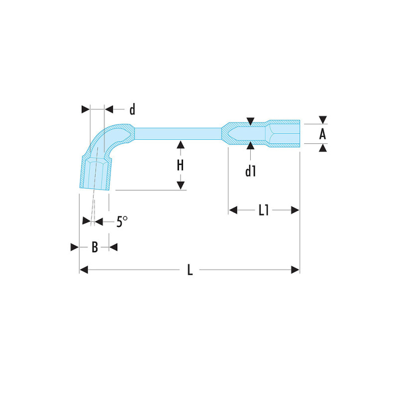 Cle à pipe 6x6 pans serie 75 debouchee forgee 21 mm - profil OGV - FACOM 7521