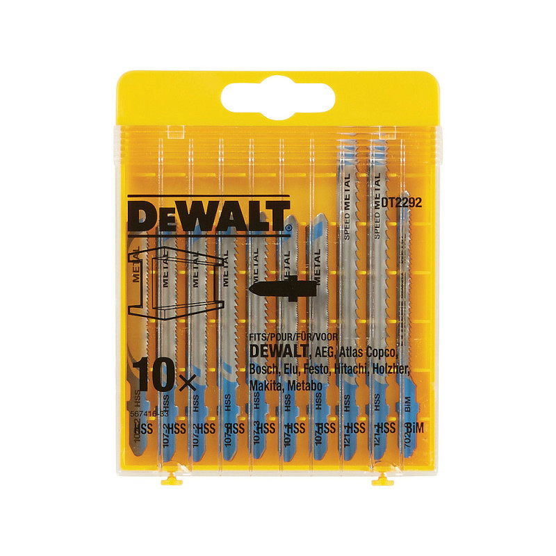 Coffret de 10 lames de scie sauteuse metal attache en T