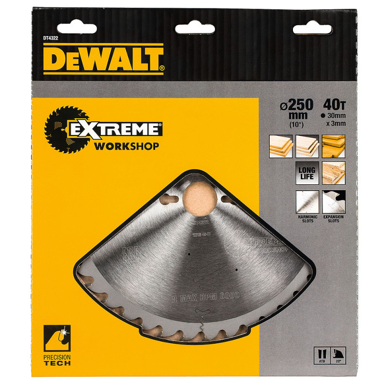 Lame de scie circulaire stationnaire Extreme Workshop 250 x 30 mm 40 dents