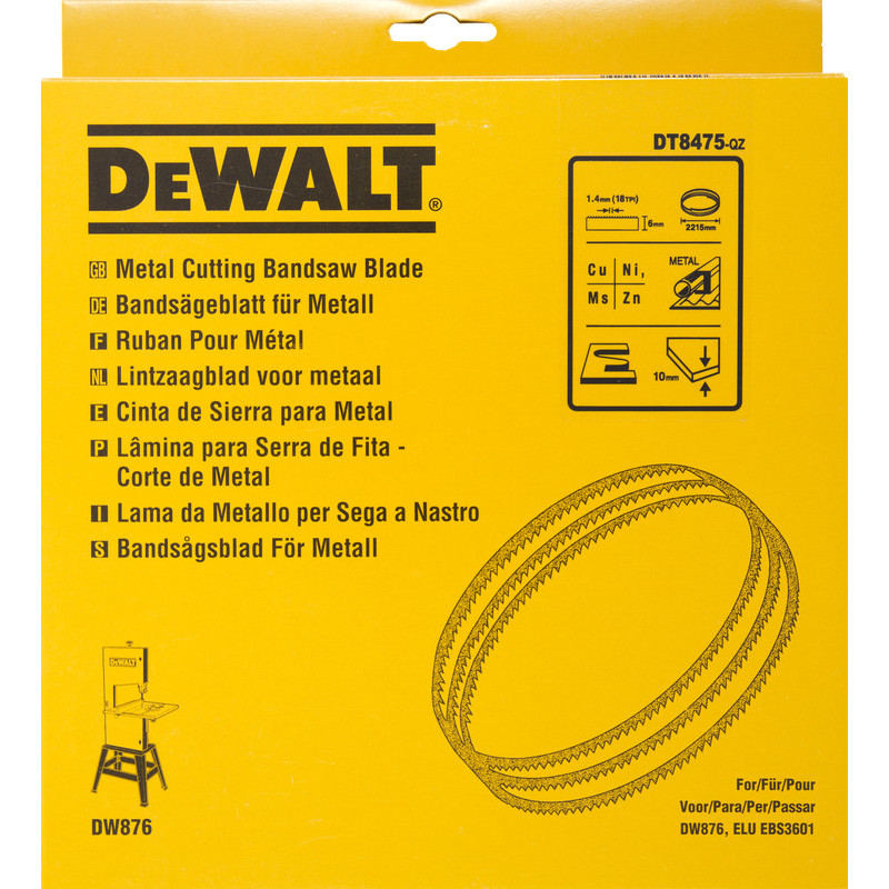 Lame 2215 mm pour scie à ruban DW876 pour metal faible epaisseur largeur 6 mm