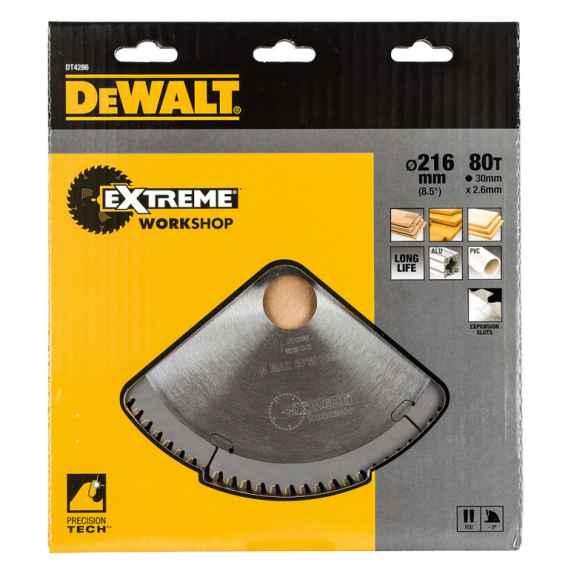 Lame de scie circulaire 216 x 30 mm 80 dents TCG angle dattaque -5