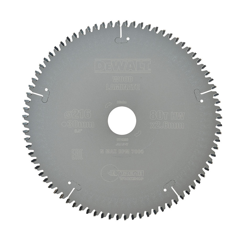 Lame de scie circulaire 216 x 30 mm 80 dents TCG angle dattaque -5