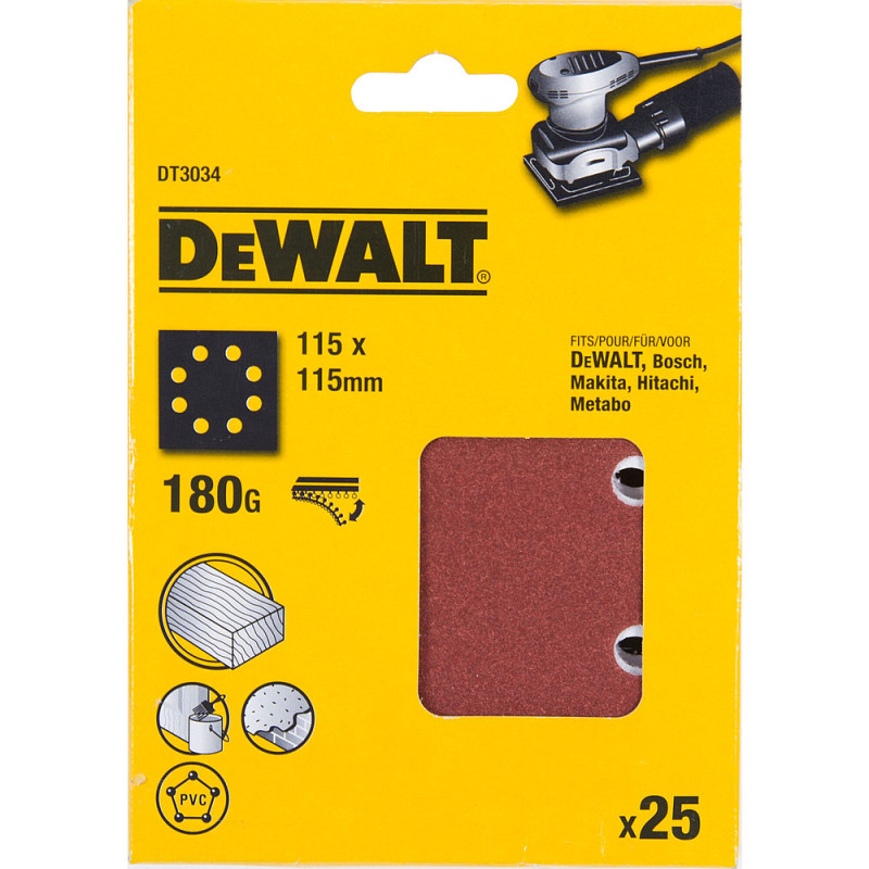 14 feuille abrasive pour ponceuses vibrantes grain 180-8 perforations 115x115mm