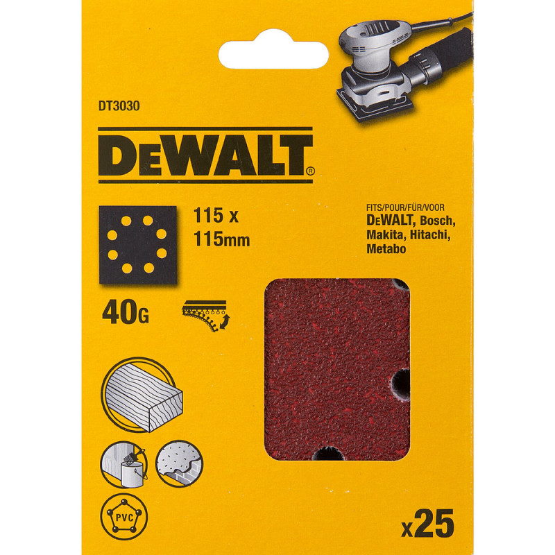 14 feuille abrasive pour ponceuses vibrantes grain 40-8 perforations 115x115 mm