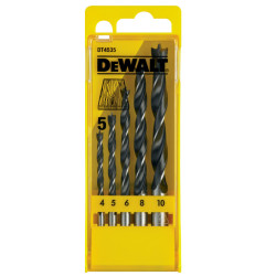 Coffret plastique de 5 mèches à bois 3 pointes diamètre 4 5 6 8 10 mm