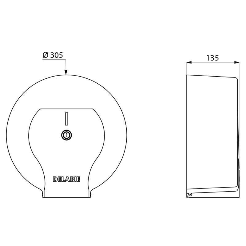 Distributeur de papier WC pour bobine 400 m acier laqué blanc