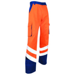BALISE pantalon bicolore EN20471 - T 44- BLEU-ORANGE FLUO